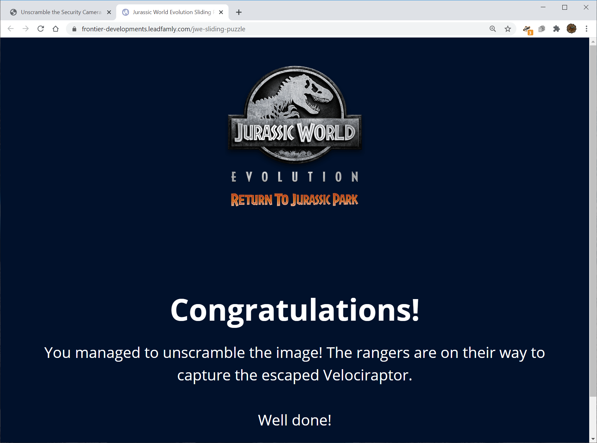 Unscramble the Security Camera Footage - Jurassic World Evolution Sliding  Puzzle | Frontier Forums