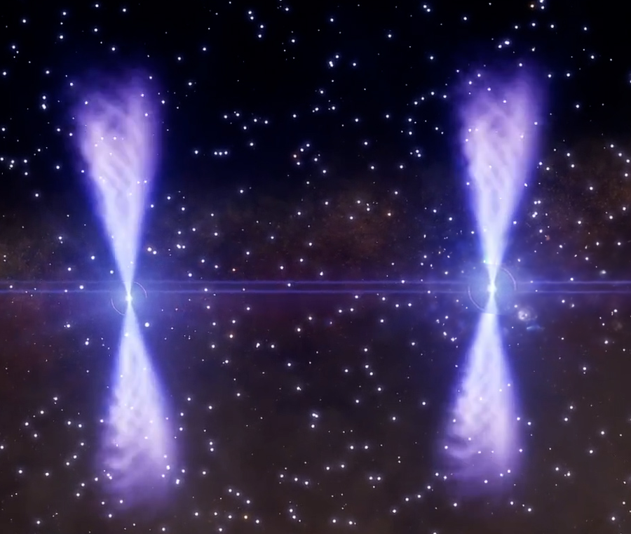 Twin neutron stars displayed vertically