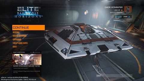 Main menu - Elite: Dangerous