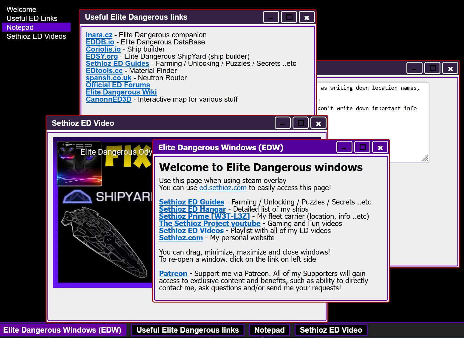 Discussion - Elite Dangerous Windows (EDW) - page for those who like using  Steam overlay | Frontier Forums