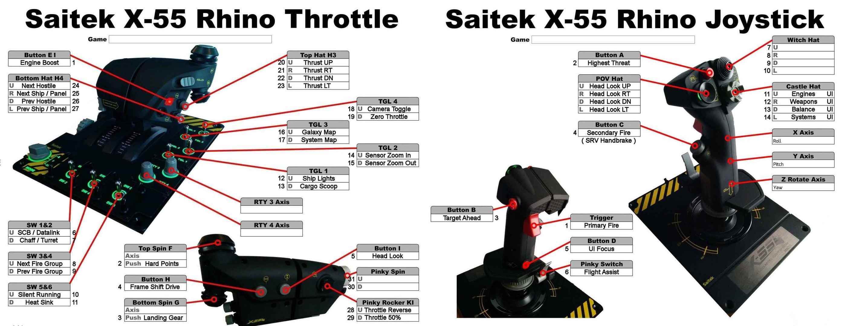 X4 Foundations Logitech Saitek X56 HOTAS Layout, 47 OFF