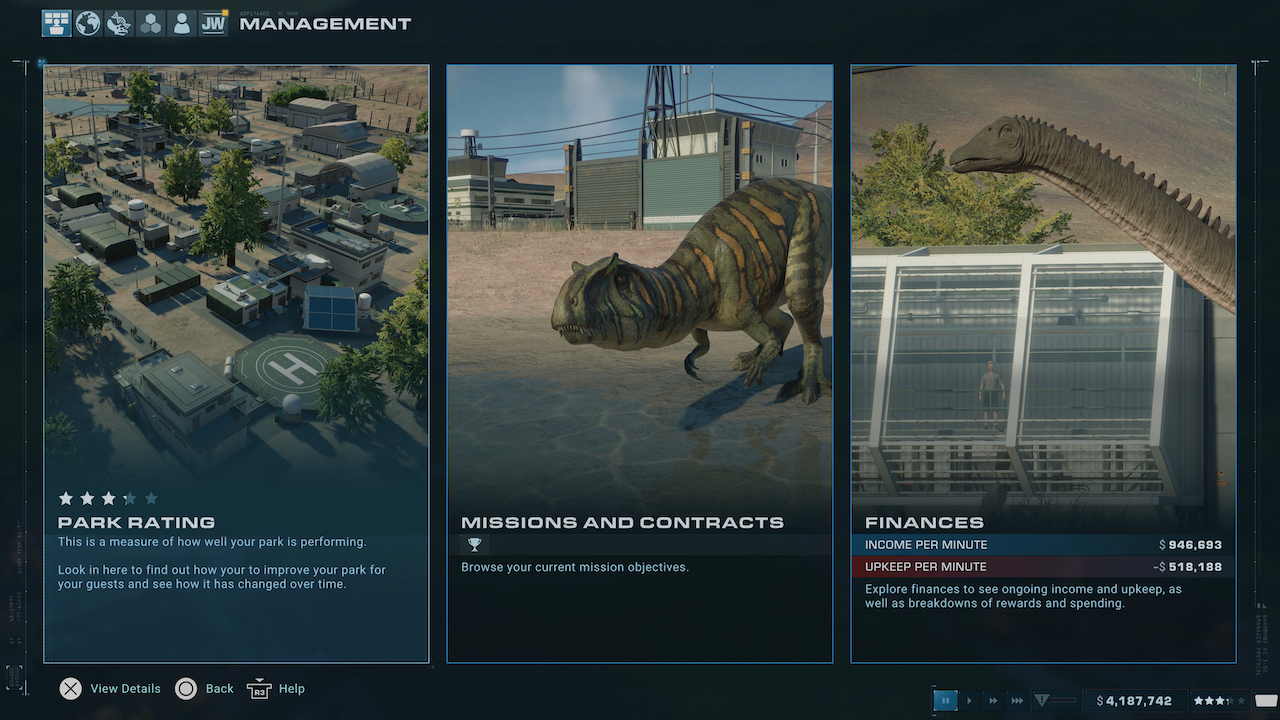 Jurassic World Management Screen - DFW.png