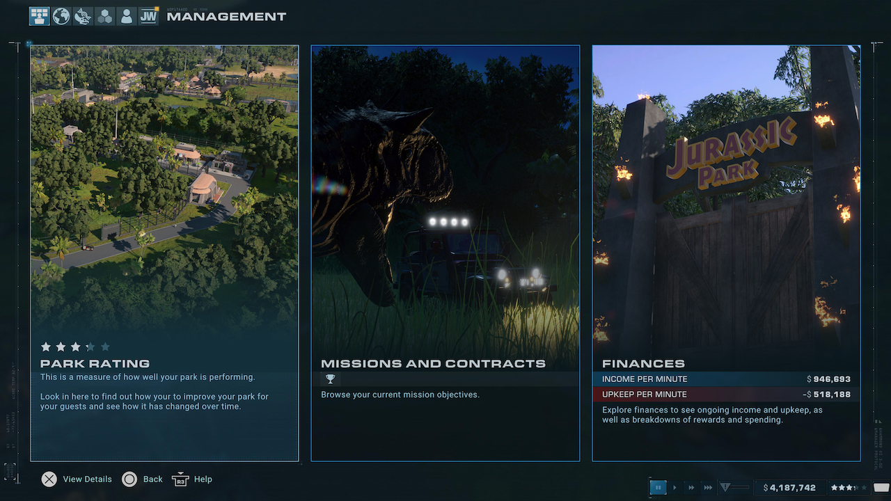 Jurassic World Management Screen - JP.png