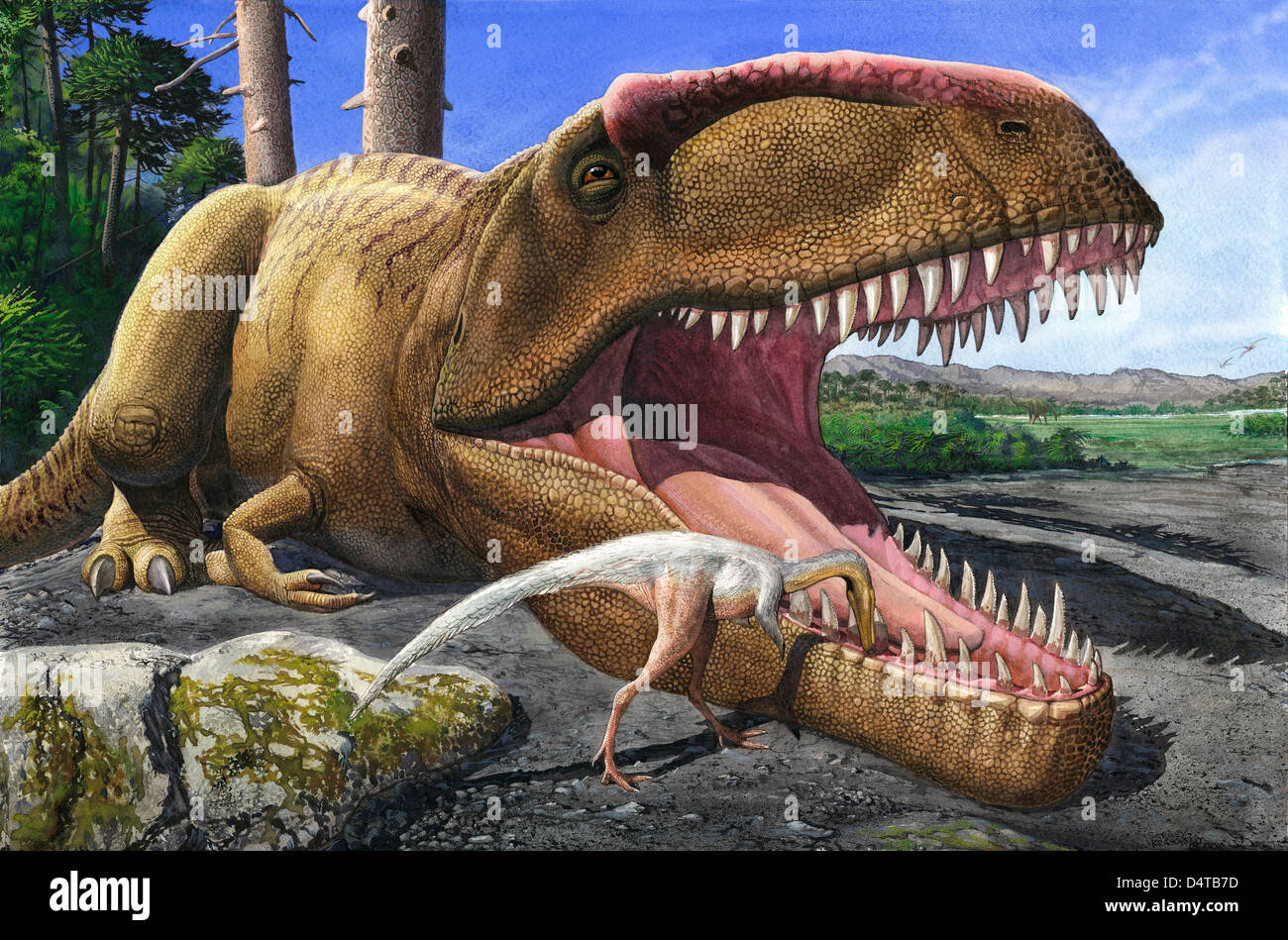 un-alvarezsaurid-bird-nettoie-la-bouche-d-un-dinosaure-giganotosaurus-carolinii-d4tb7d.jpg